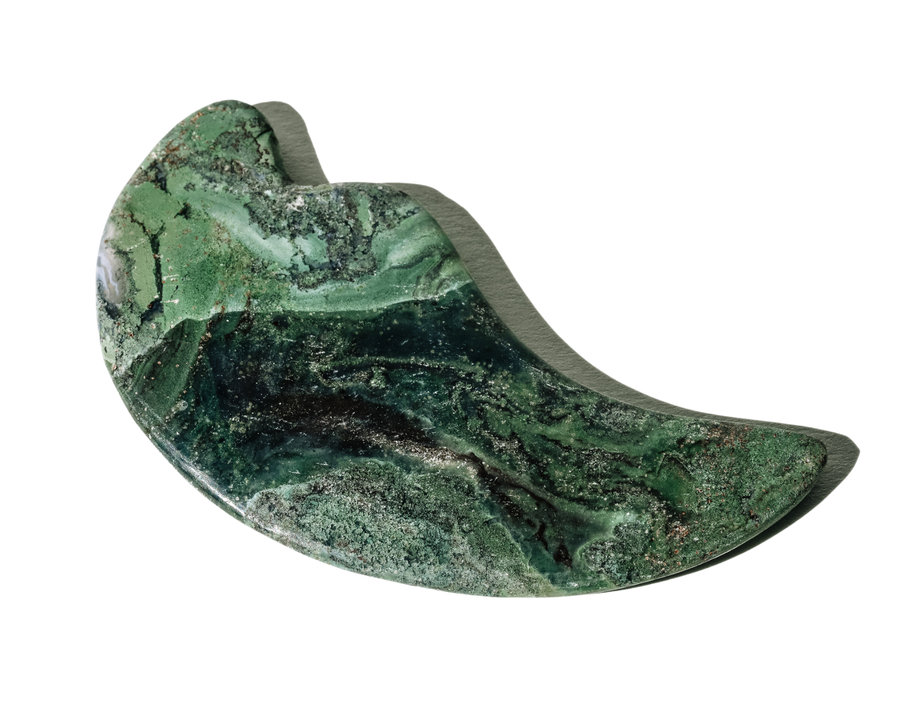 Moss Agate Gua Sha - Handcarved, Small Batch