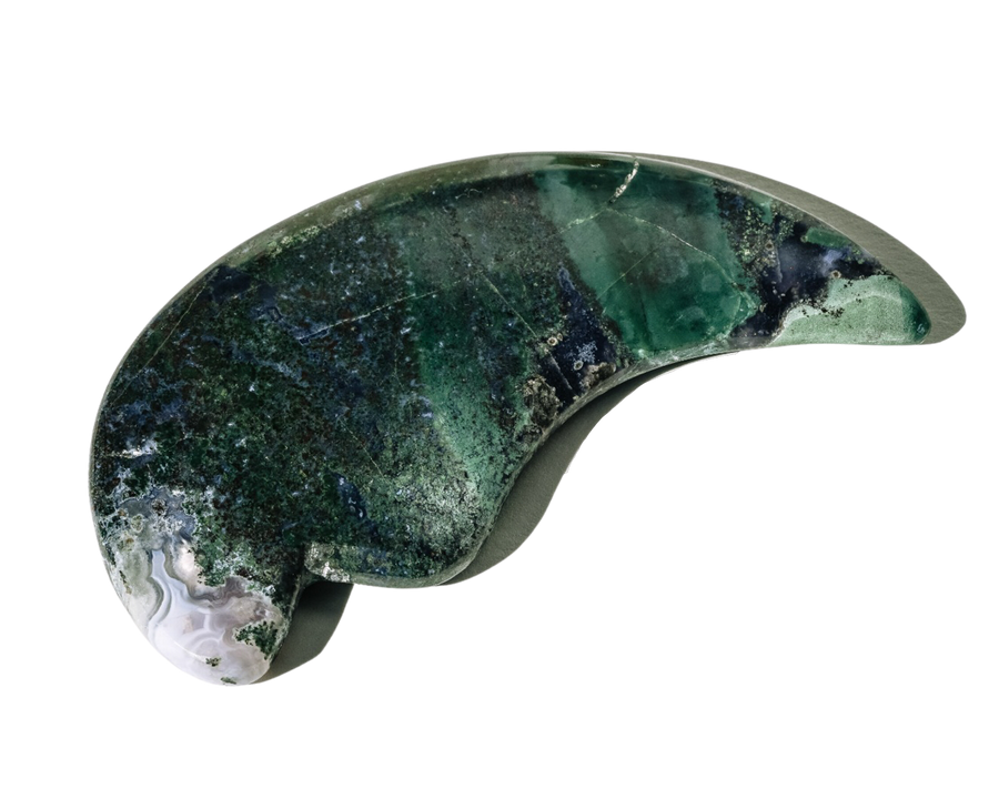 Moss Agate Gua Sha - Handcarved, Small Batch