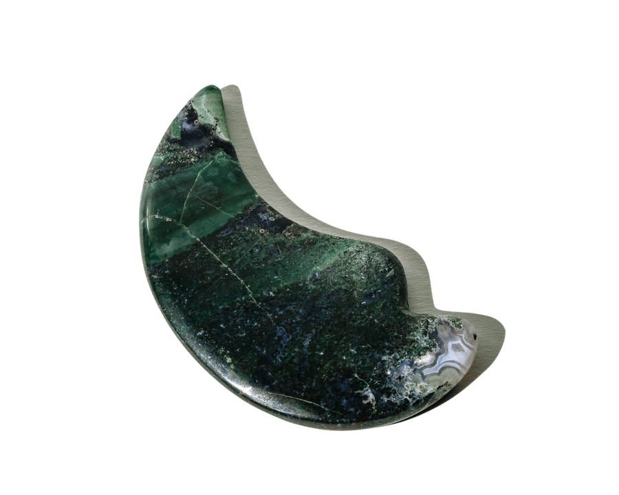 Moss Agate Gua Sha - Handcarved, Small Batch