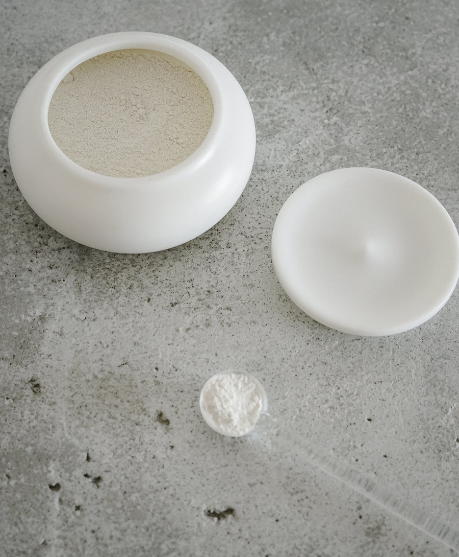 Porcelain Jar + Long-Stem Glass Spoon
